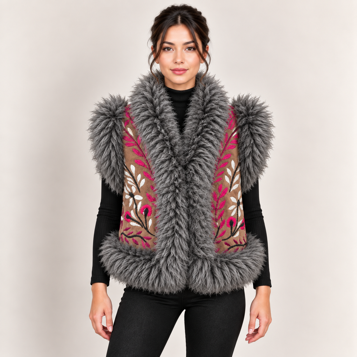 The Niloufar Hand-Embroidered Shearling Vest