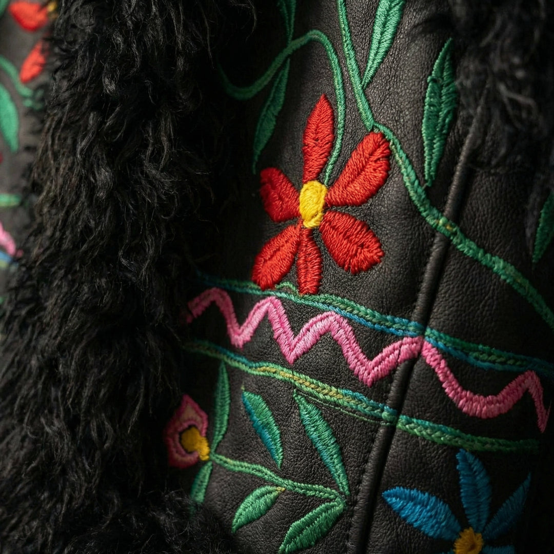 Sitara Heritage Gilet – Midnight Black Fur Trim