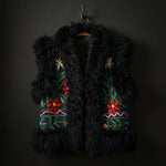 Load image into Gallery viewer, Sitara Heritage Gilet – Midnight Black Fur Trim