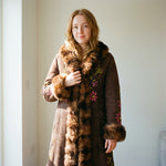 Load image into Gallery viewer, Rania Suede Sovereign Coat – Full-Length Sheepskin Fur Trim