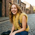 Load image into Gallery viewer, Afsaneh Heritage Gilet – Golden Amber Fur Trim