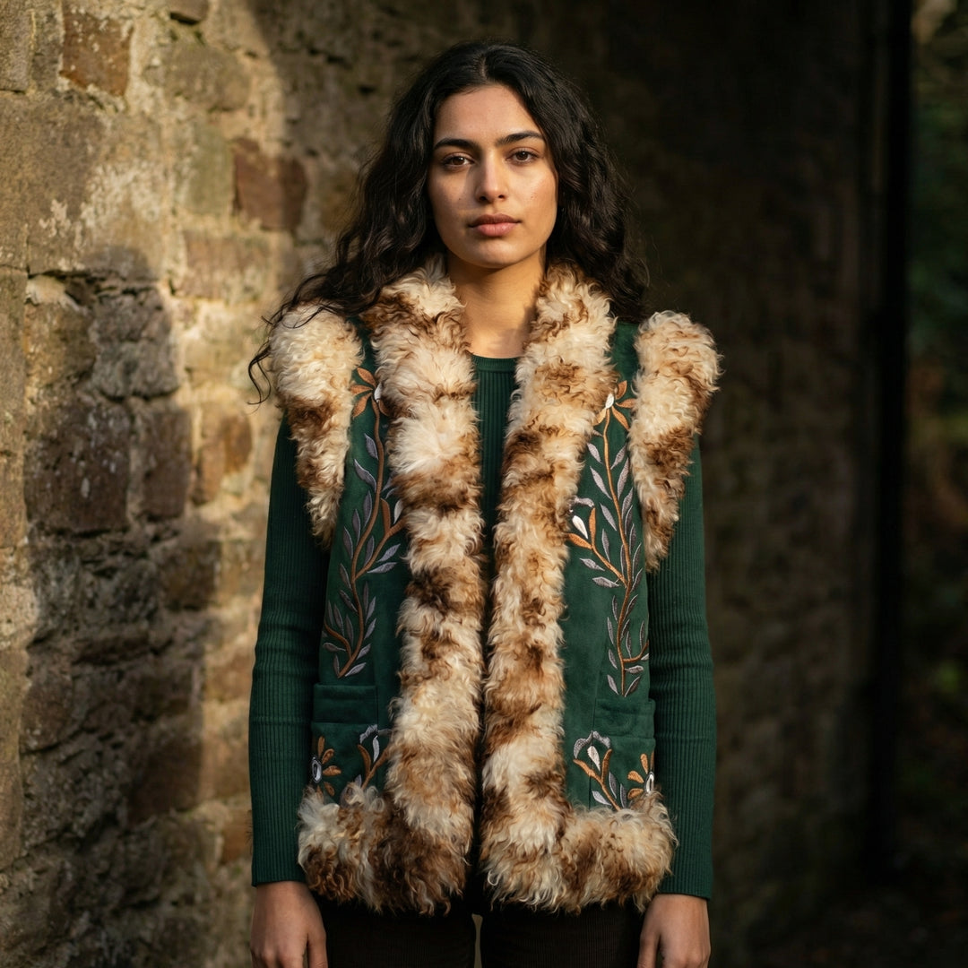 Firouze Heritage Gilet – Brindled Fur Trim