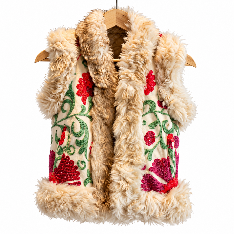Sahar Junior Heritage Gilet – Cream Sheepskin Trim