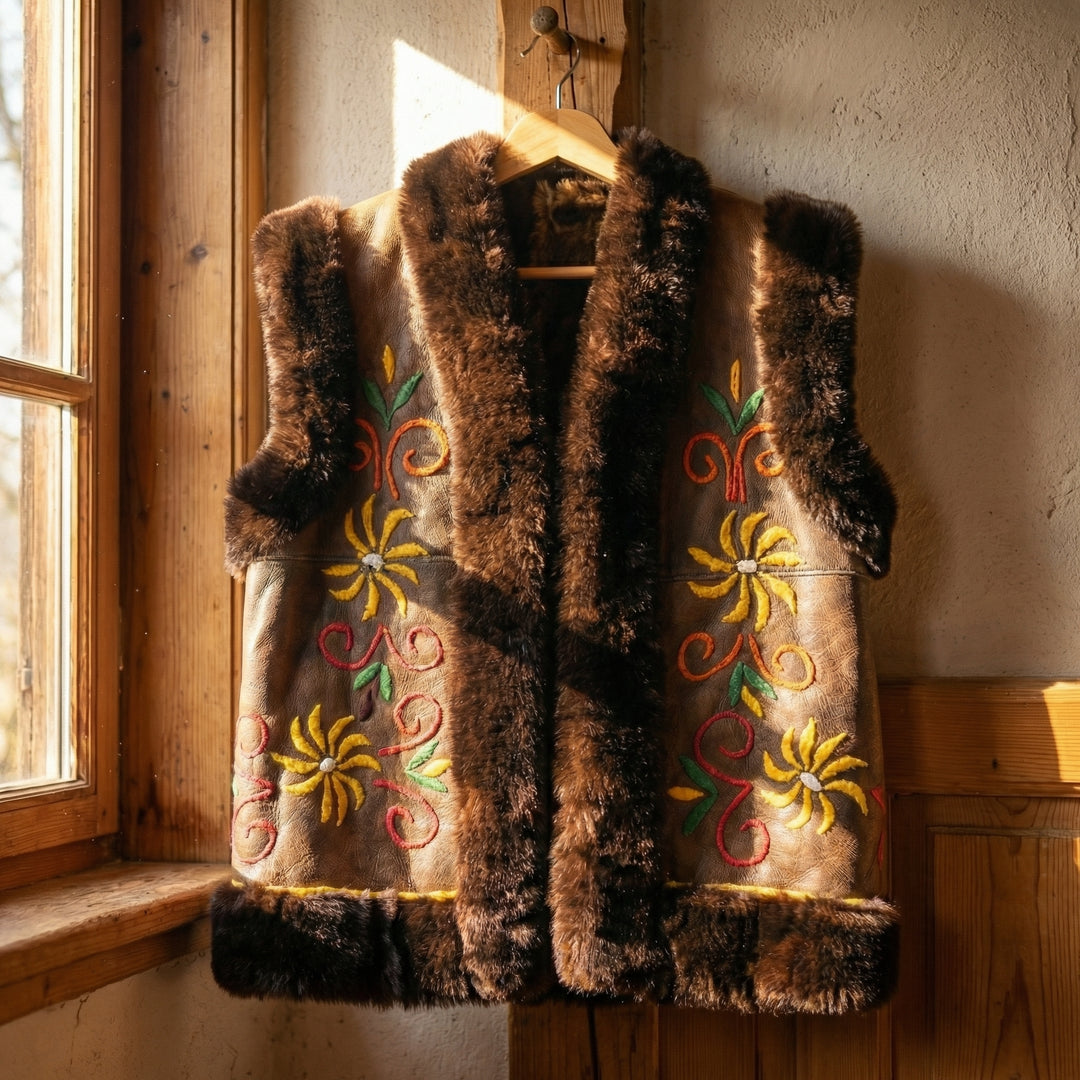 Marjan Heritage Gilet – Midnight Black Fur Trim