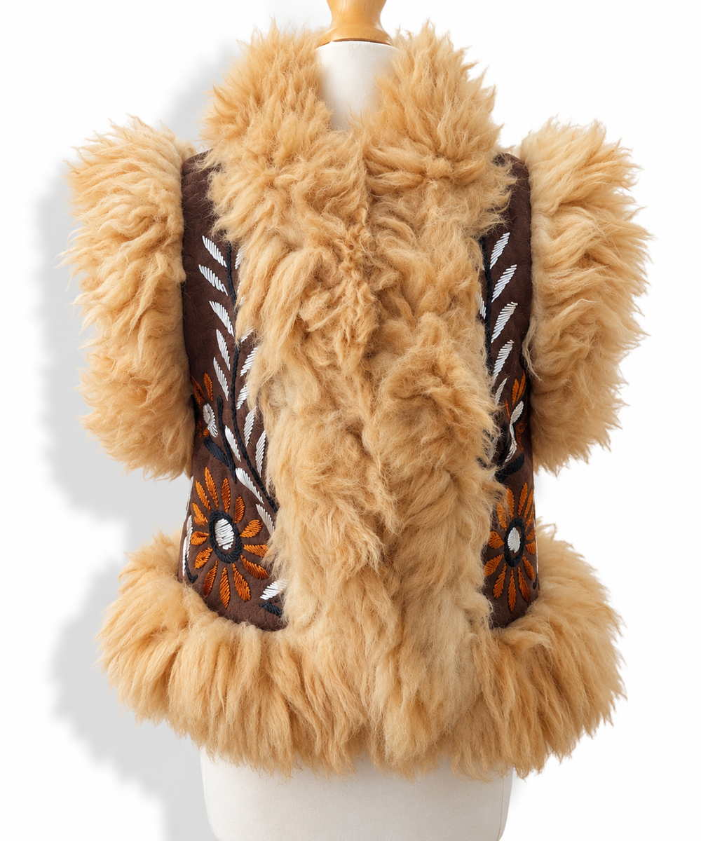The Khorshid Hand-Embroidered Shearling Vest