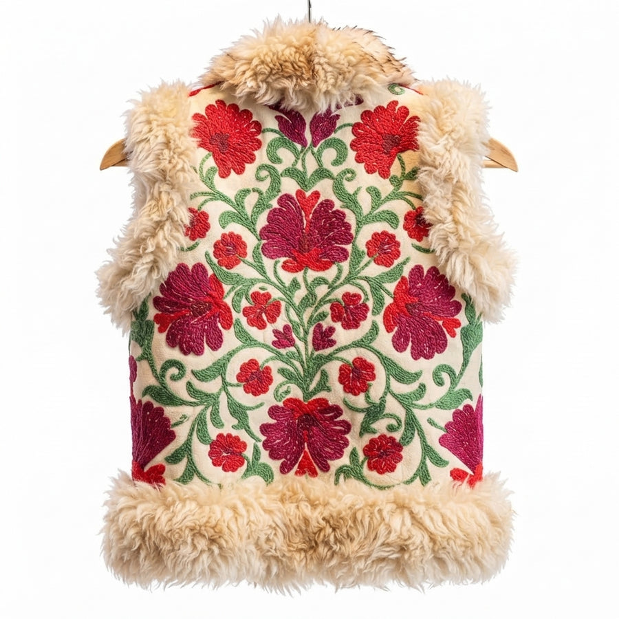 Sahar Junior Heritage Gilet – Cream Sheepskin Trim