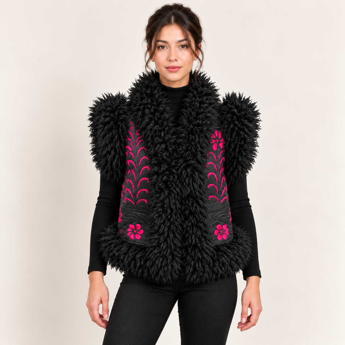 The Soraya Leather Suzani Vest
