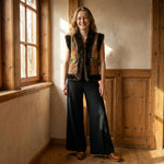 Load image into Gallery viewer, Marjan Heritage Gilet – Midnight Black Fur Trim